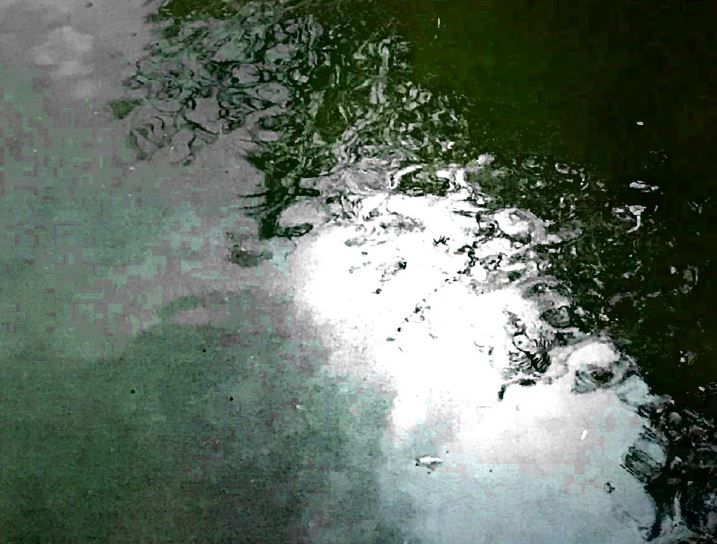 Plastic pellets float in the Victoria barge Canal